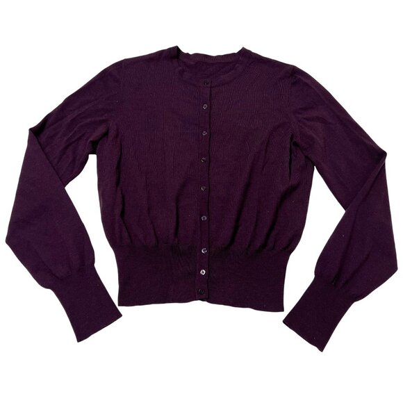 ALAIA Wool Cardigan Sweater in Purple - Picture 1 of 3